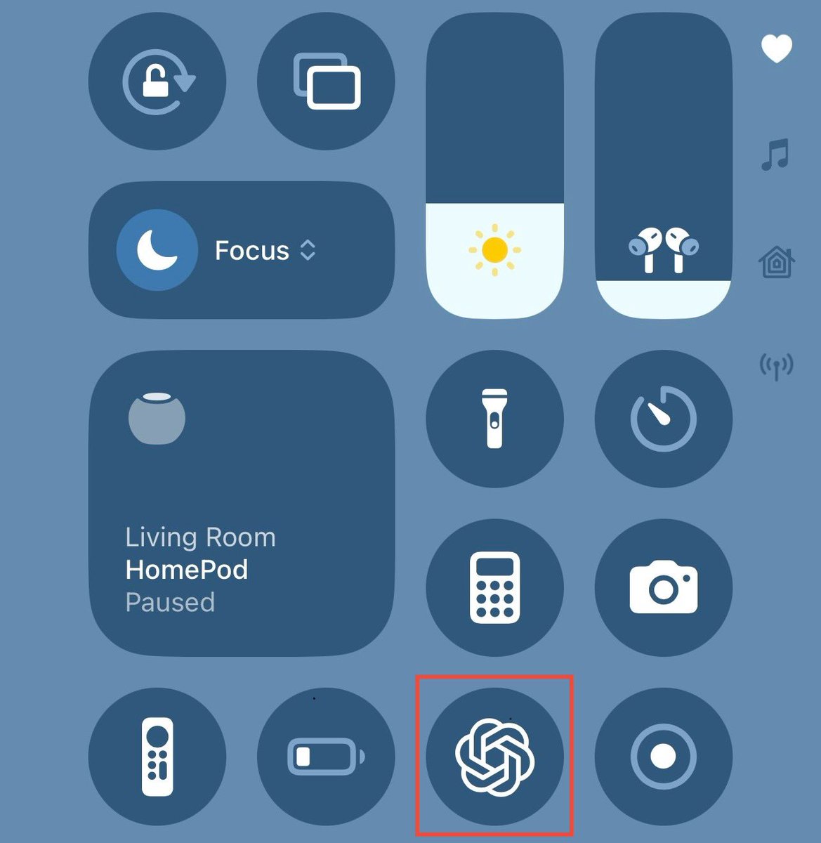 Daisy4ai's tweet image. Curious if anyone else added ChatGPT to their Control Center - it’s surprisingly handy