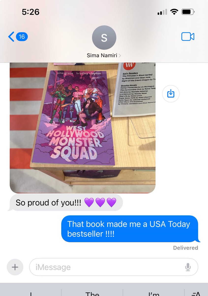 SinaGrace's tweet image. This is a good way to end pride month:
a friend from high school reaching out cuz she saw the gayest book I wrote at a bookstore
and me realizing the gayest book I wrote made me a USA Today bestseller 🥰