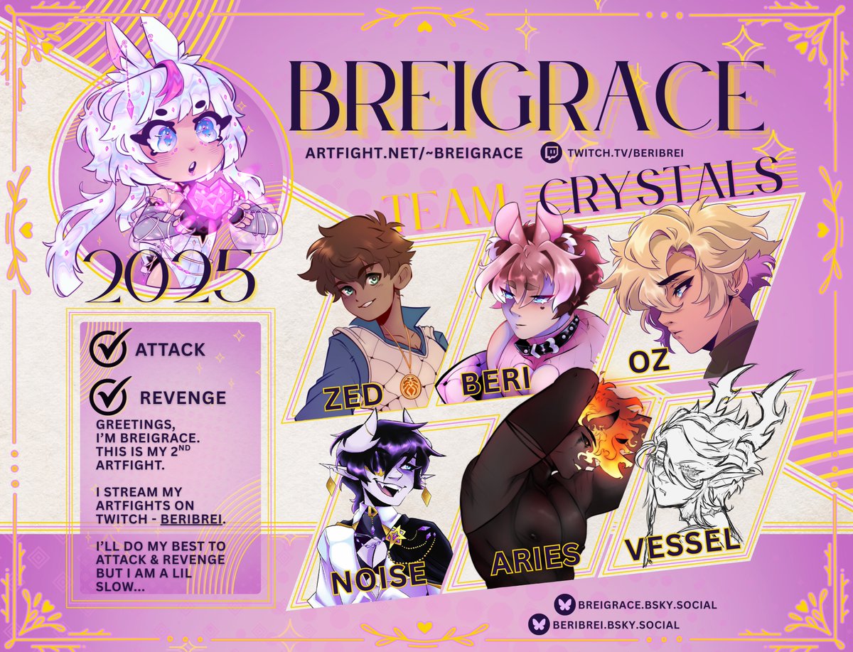🔮TEAM CRYSTAL - I hope I'm not too late🔮 
 artfight.net/~BreiGrace 

✧ #artfight2025 ✧ #artfight ✧ #teamcrystals ✧ #ocsky ✧