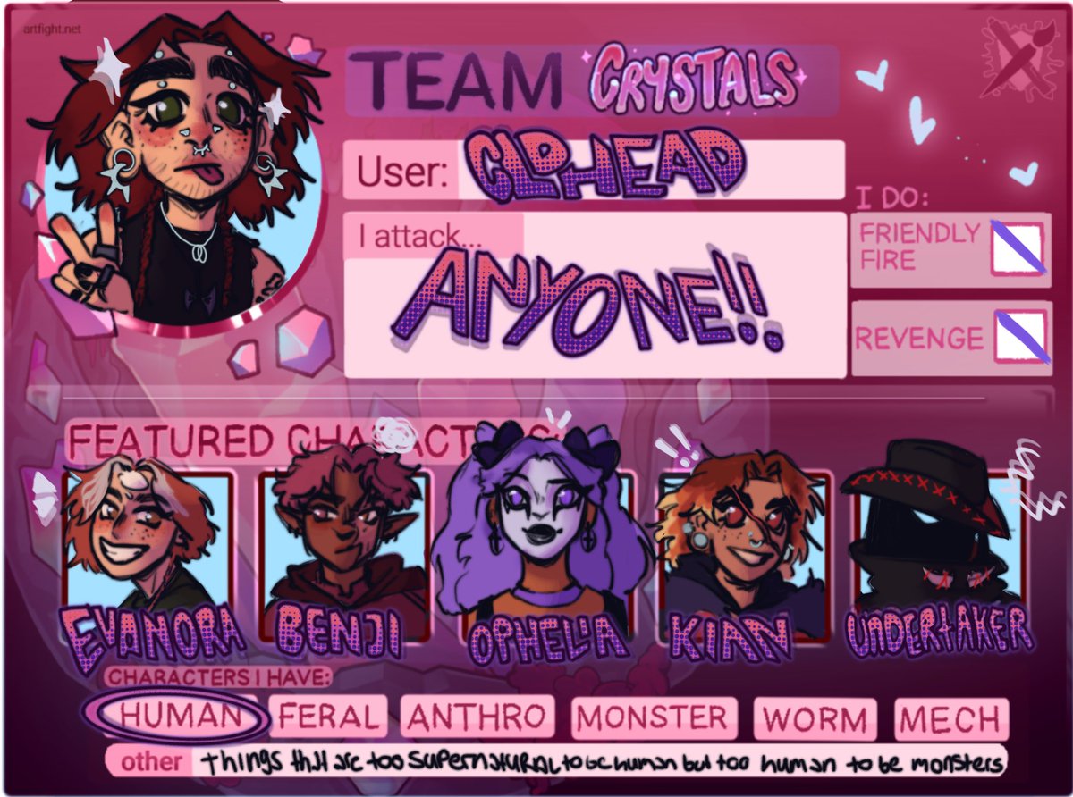 doing this thing for the first time ever this year teehee artfight.net/~cldhead