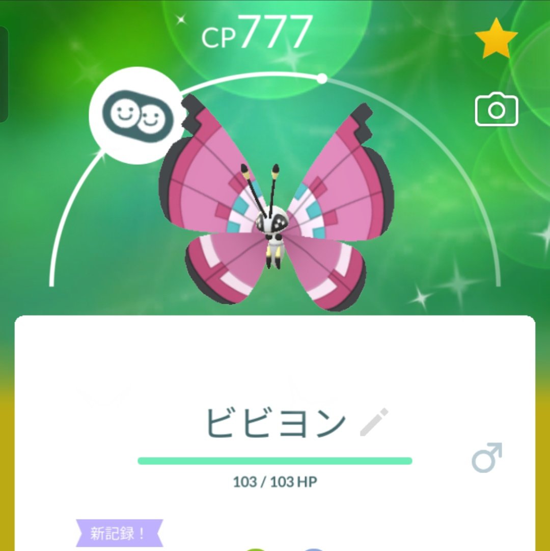VXKfmohffMhksuz's tweet image. 色違いコフーライ進化したらCP777だった記念

#ポケモンGO
#PokemonGO
#Spewpa
#Vivillon