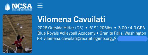 Jason Holt (@ncsacoachholt) on Twitter photo π¨ VILOMENA CAVUILATI
π Class of 2026
π 5β9β | Outside Hitter
π 3.00 GPA
π Granite Falls HS | WA
π Blue Royals VBC
π NCSA Profile: tinyurl.com/NCSA-VCavuilati
π£ DM for more info!: <a href="/NCSACoachHolt/">Jason Holt</a>
#uncommitted #ncsavolleyball #recruiting <a href="/NCSA_Volleyball/">NCSA_Volleyball</a> π¨ VILOMENA CAVUILATI
π Class of 2026
π 5β9β | Outside Hitter
π 3.00 GPA
π Granite Falls HS | WA
π Blue Royals VBC
π NCSA Profile: tinyurl.com/NCSA-VCavuilati
π£ DM for more info!: <a href="/NCSACoachHolt/">Jason Holt</a>
#uncommitted #ncsavolleyball #recruiting <a href="/NCSA_Volleyball/">NCSA_Volleyball</a>