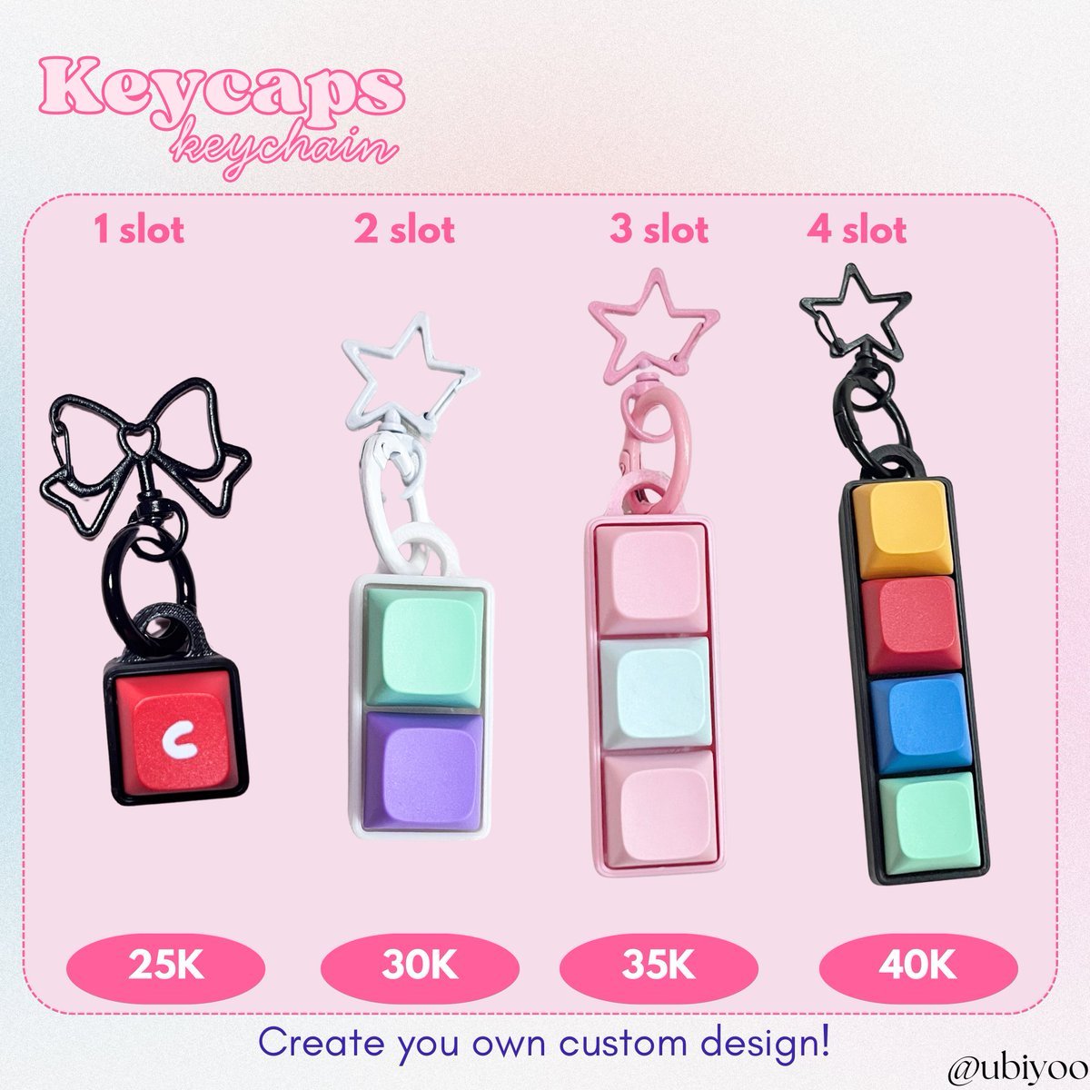 ubiyoo's tweet image. Open pre-order keycaps keychain! (੭˃ᴗ˂)੭

🗓️ 1 - 10 Juli
📌form and details: forms.gle/BraJNPNAYZ1PSQ…

⭑.ᐟ free custom warna dan text
⭑.ᐟ available 1-7 slot 
📍bengkulu, avail 🍊
