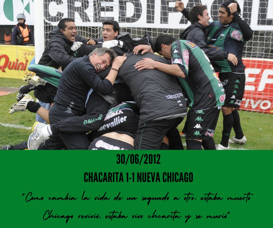 espaciovyn_'s tweet photo. "Estaba muerto Chicago revivió, estaba vivo Chacarita y se murió"

Un 30 de junio del 2012 habría una secuencia que cambiaría todo, Damián Toledo frente a Daniel Monllor, un penal que condenaría a los de San Martín y culminaría con nuestro regreso a la Primera B Nacional. https://t.co/JCkbgjS2le