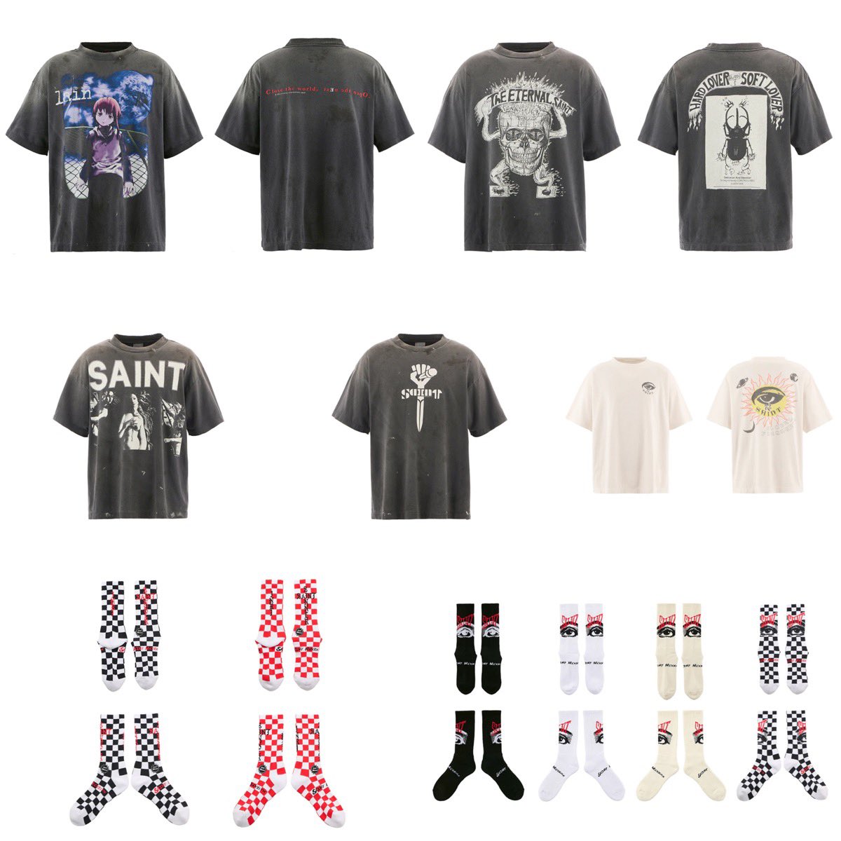 トップス SAINT Mxxxxxx serial experiments lain L SAINT Mxxxxxx × serial experiments lain × GEEKS RULE TEE/bLK