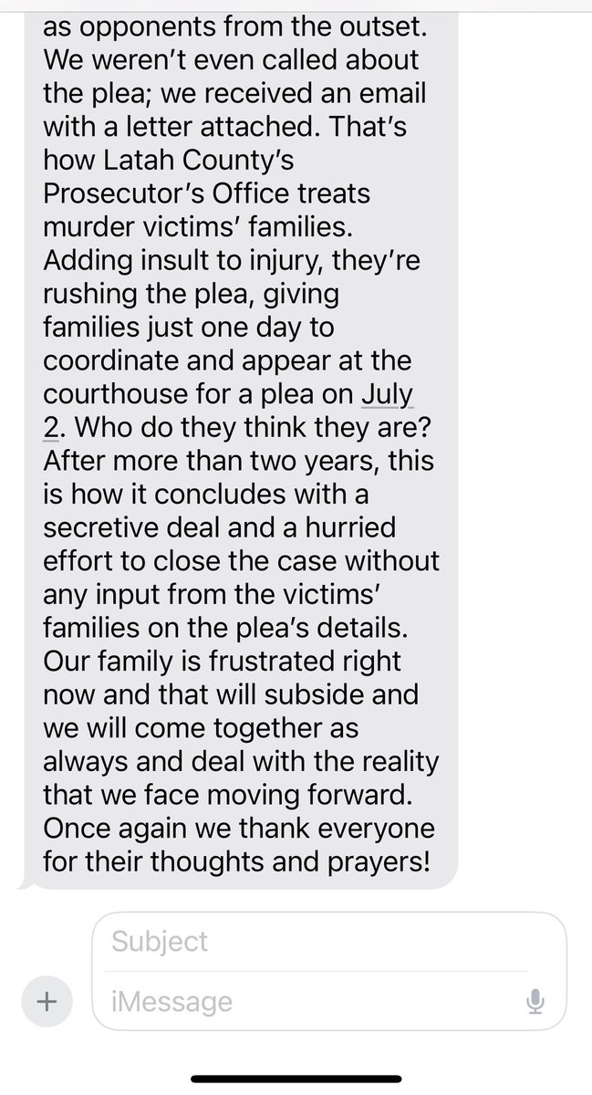 I just got a statement from the Kaylee Goncalves family. They are frustrated and accuse Latah Co prosecutors of rushing the plea deal, only giving them one day to get to Boise. Full statement below. <a href="/KREM2/">KREM 2 NEWS</a> #Idaho4 #MoscowMurders #BryanKohberger