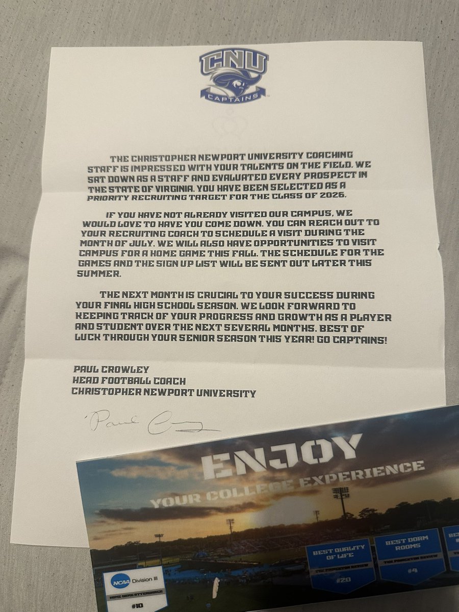 Aden Herndon (@adenherndon08) on Twitter photo Thank you <a href="/coachpcrowley/">Paul Crowley</a> <a href="/cnu_football/">CNU Football</a> definitely looking forward to being back on campus and coming back for game day! Thank you <a href="/coachpcrowley/">Paul Crowley</a> <a href="/cnu_football/">CNU Football</a> definitely looking forward to being back on campus and coming back for game day!