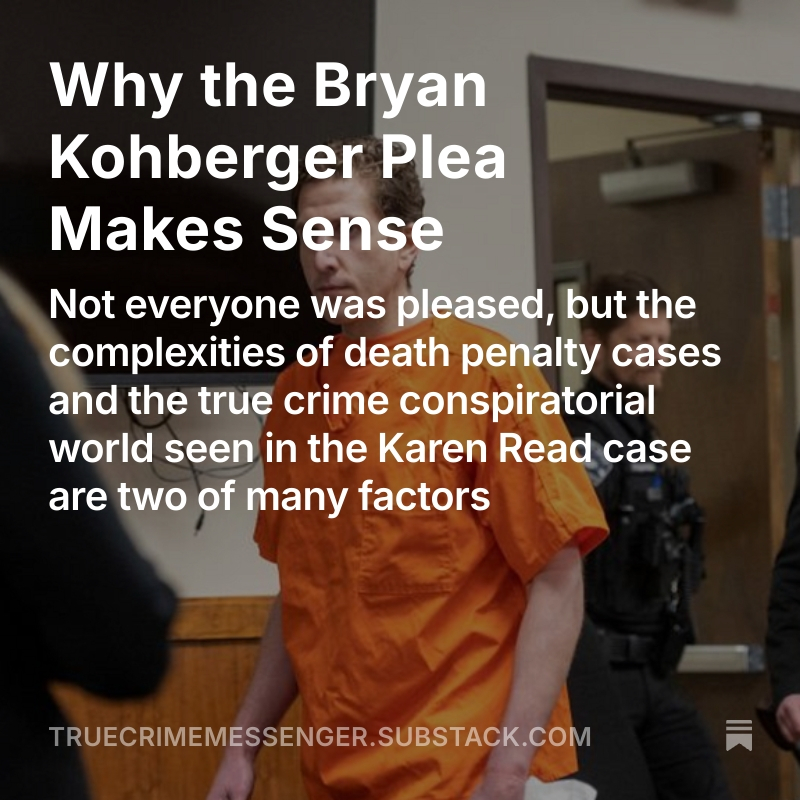 truecrimetimes (@truecrimesub) on Twitter photo Not everyone is happy, but <a href="/ProsecutorsPod/">ProsecutorsPodcast</a> explains why the Bryan Kohberger plea makes sense.
bit.ly/3GssHnr Not everyone is happy, but <a href="/ProsecutorsPod/">ProsecutorsPodcast</a> explains why the Bryan Kohberger plea makes sense.
bit.ly/3GssHnr