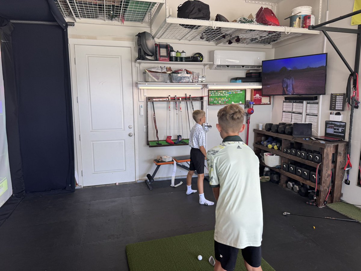 golfer_md's tweet photo. My two boys watching @bryanbrosgolf while hitting balls on the golf simulator this morning.  They then shoot 4 under together in a 9 hole scramble!  Great instruction @bryanbrosgolf https://t.co/EJamQVkERt