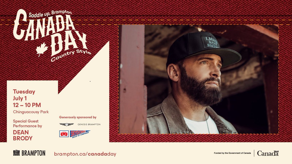 Patrick Brown (@patrickbrownont) on Twitter photo The wait is over! @DeanBrody is your surprise #CanadaDay performer.ย ๐ค ๐ค
ย
See him live on the #CanadaDay mainstage with @Teigsxo, @JamesBarkerBand and @DallasSmith at Chinguacousy Park TOMORROW.
ย
Cap off the night with a fireworks display courtesy of <a href="/TimHortons/">Tim Hortons</a>.ย ๐ย
ย
A big The wait is over! @DeanBrody is your surprise #CanadaDay performer.ย ๐ค ๐ค
ย
See him live on the #CanadaDay mainstage with @Teigsxo, @JamesBarkerBand and @DallasSmith at Chinguacousy Park TOMORROW.
ย
Cap off the night with a fireworks display courtesy of <a href="/TimHortons/">Tim Hortons</a>.ย ๐ย
ย
A big