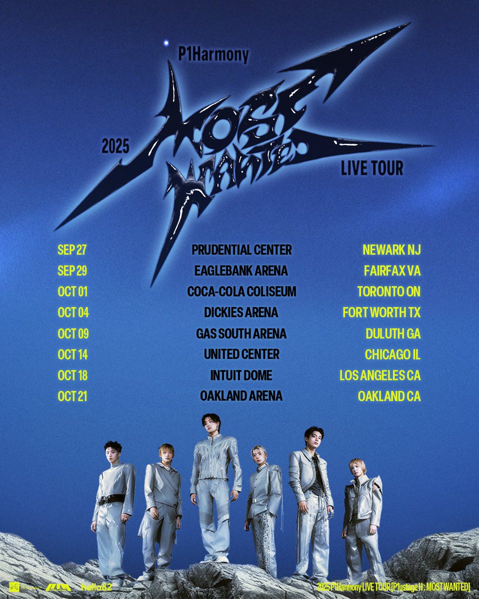 hello82PRESENTS's tweet image. [📢] 2025 P1Harmony LIVE TOUR [P1ustage H : MOST WANTED] IN NORTH AMERICA

It&apos;s official, P1Harmony is coming back to North America! Get ready to experience your MOST WANTED stages and performances ⭐️

TICKET SALES SCHEDULE ⬇️
📆 hello82 Subscribers Presale: 7/14 at 10AM (Local…