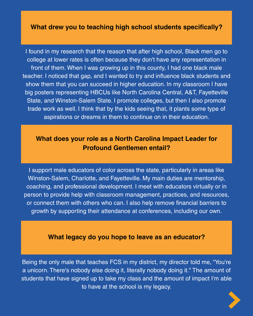 One of our incredible 2025 Educators of the Year is Phillip Boyd, Jr., a family and consumer sciences teacher in Winston-Salem/Forsyth County. We are excited to share more about Phillip, his work, and what educating in color means to him! #TeachingInColor