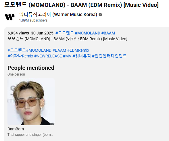 din_atx's tweet photo. Youtube's algorithm caught BamBam from GOT7 mentioned in official BAAM EDM remix video 😂🤭
Jiyeon also noticed it while watching it during her tiktok live 🤣
https://t.co/V4Zbtgsfmz
#모모랜드 #MOMOLAND #FESTIVALAND #BAMBAM https://t.co/FuRtC0Luxr