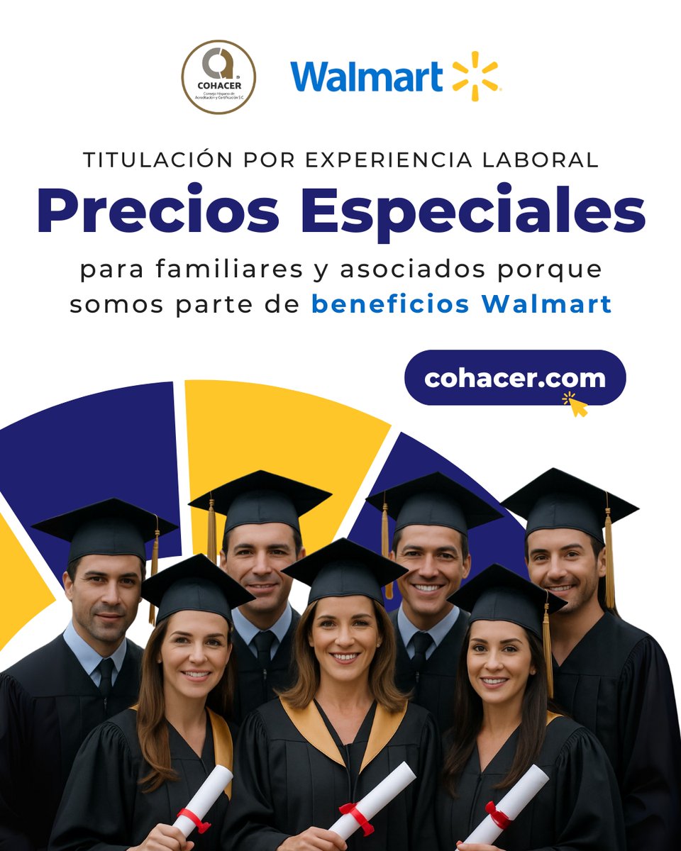 unidho's tweet photo. En alianza con #Walmart, ahora sus colaboradores pueden obtener su título profesional a través de la #experiencialaboral. 🎓

✅ Sin dejar de trabajar
✅ Avalado por la #SEP #acuerdo286 
✅ Asesoría personalizada #cohacer 

Regístrate en https://t.co/KTjLUiTLev https://t.co/zkTgVBoCla