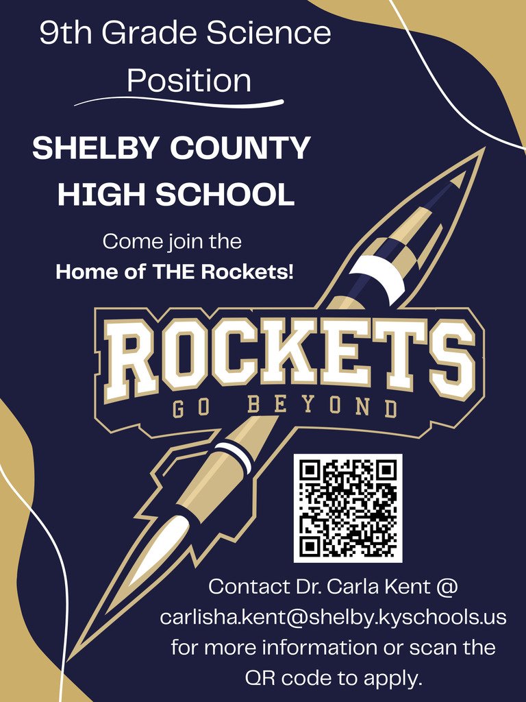 🚀 We’re Hiring!

Join Shelby County High School and help inspire, educate, and empower the next generation!

✅ KY Teacher Certification Required

📍 Apply now: jobs.redroverk12.com/org/scpsky/ope…

#SCPSCareers #NowHiring #EducationJobs #RocketsGoBeyond
