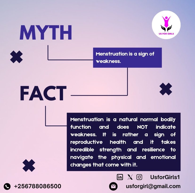 #MenstrualMondays
Menstruation is a normal and natural body process that takes strength and resilience to navigate its related challenges. It is not a sign of weakness&amp; it’s why we need to debunk such myths that contribute to period stigma, shame and silence.
#EndPeriodStigma