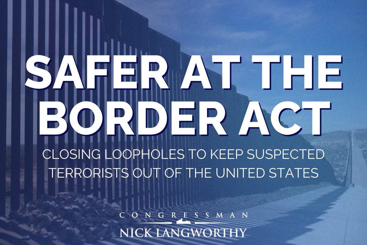 Congressman Nick Langworthy (@replangworthy) on Twitter photo .<a href="/RepStefanik/">Rep. Elise Stefanik</a> and I introduced the SAFER at the Border Act to protect American families from threats that never should have made it onto our soil in the first place.
We must restore strict vetting protocols to ensure extremists and criminals are kept out of our country. .<a href="/RepStefanik/">Rep. Elise Stefanik</a> and I introduced the SAFER at the Border Act to protect American families from threats that never should have made it onto our soil in the first place.
We must restore strict vetting protocols to ensure extremists and criminals are kept out of our country.