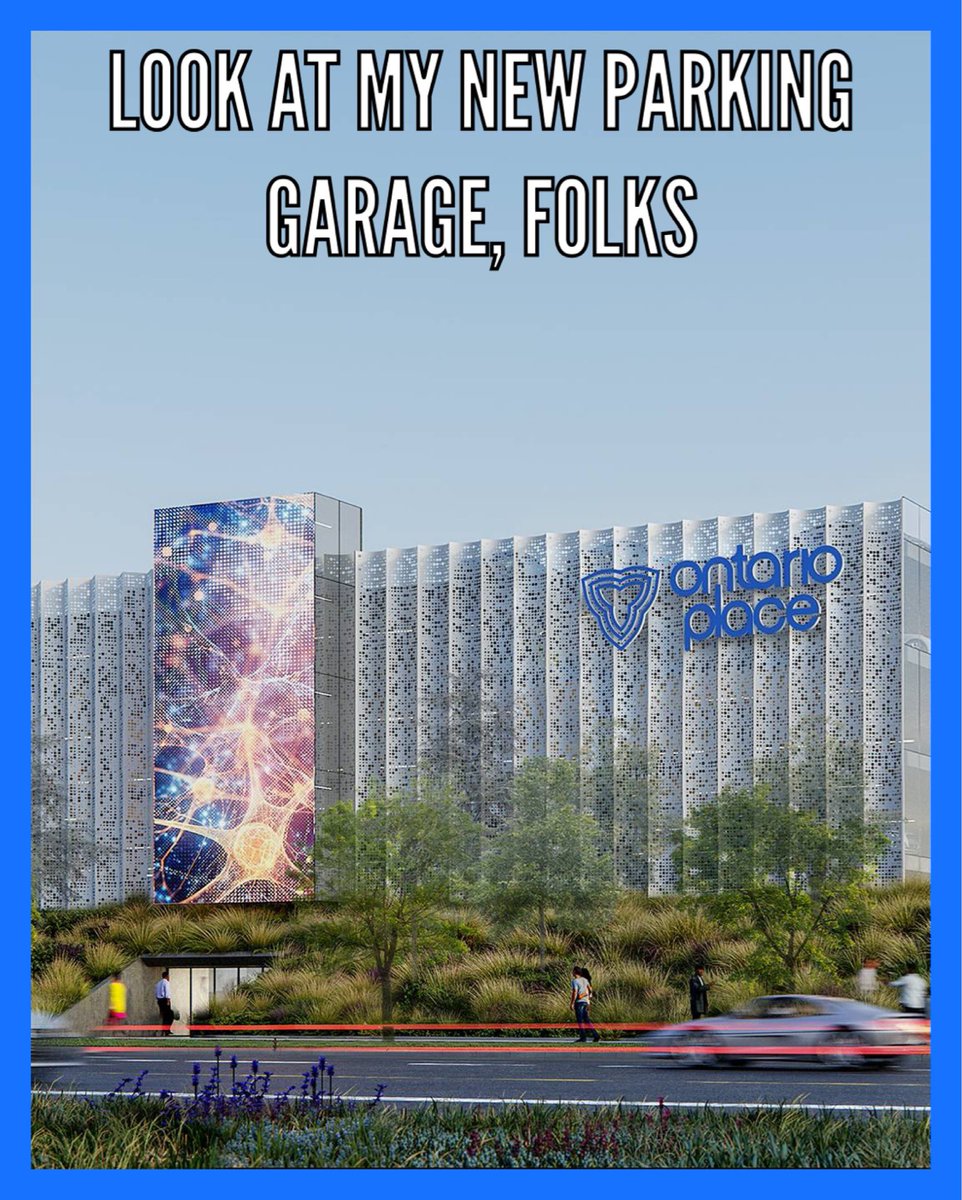 Premier Ford seemed quite proud to show off a photo of his “world-class,” 5 story, 3,500 space, $400M parking garage at Ontario Place that WE, the TAXPAYERS WILL BE FUNDING. Doug’s also thrilled this unsightly monstrosity will block Toronto’s waterfront.😕