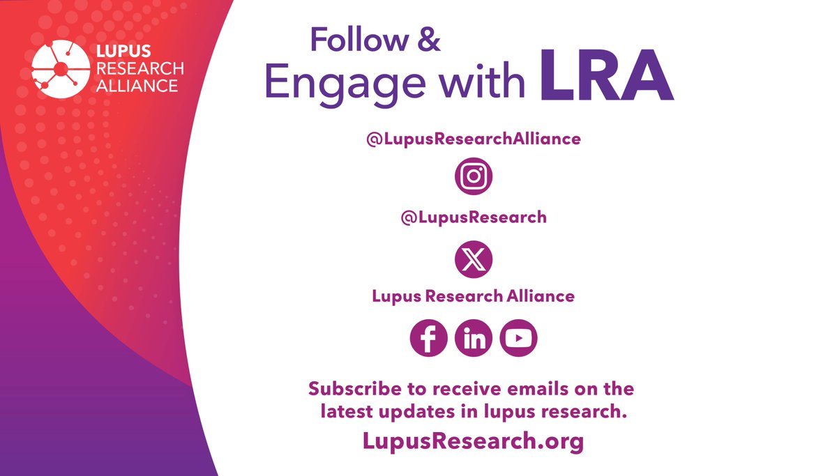 This #WorldSocialMediaDay, stay connected with the #LupusResearchAlliance. 🙌📲

Follow us across our social platforms and subscribe to receive emails on the latest updates on #lupusresearch.

🔗 Lupusresearch.org