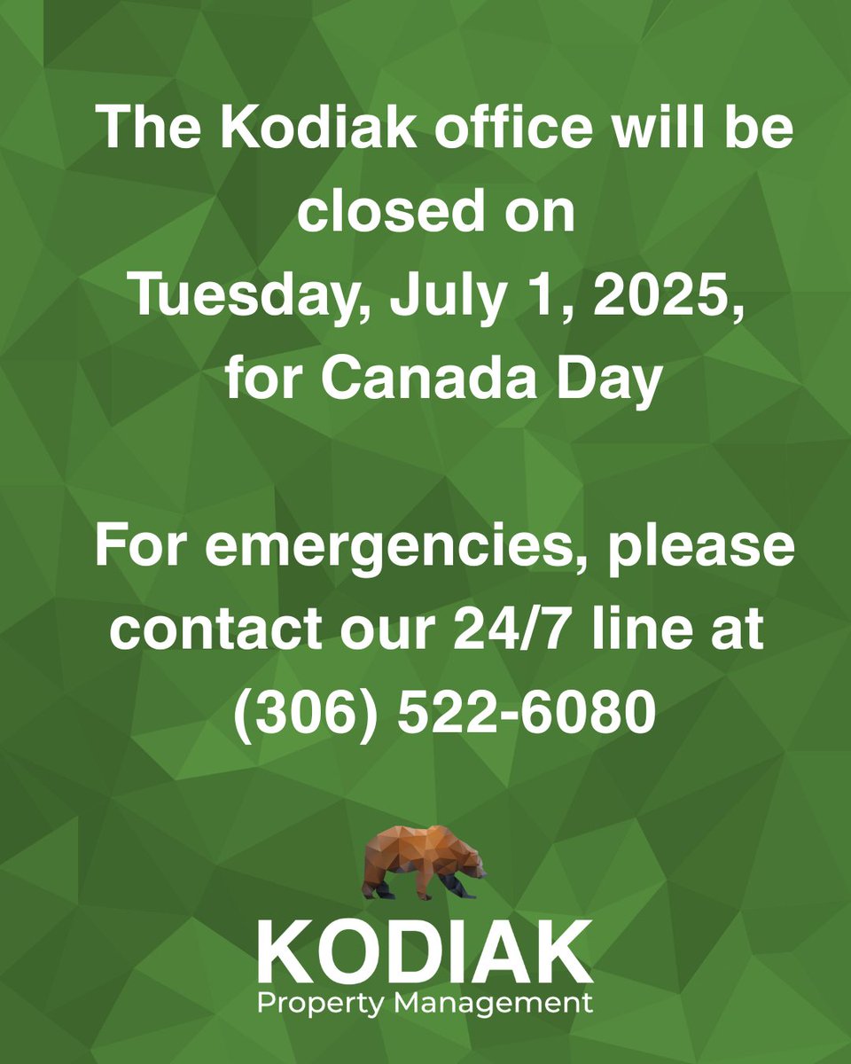 The Kodiak office will be closed Tomorrow to observe Canada Day!
We will also be closing our office at 3pm today.
#CanadaDay2025