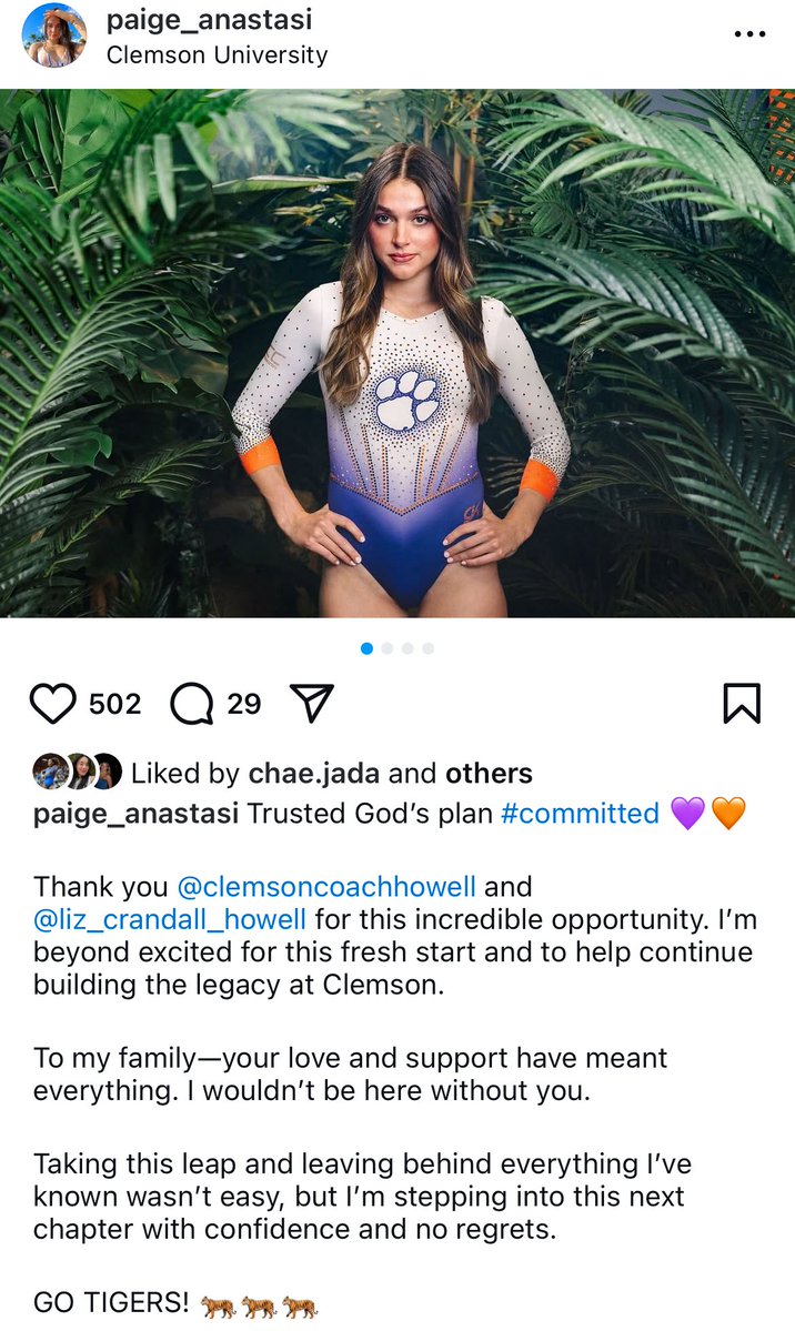 Arguably the biggest undecided transfer is now off the board…

UCLA’s Paige Anastasi to Clemson!

#NCAAgym