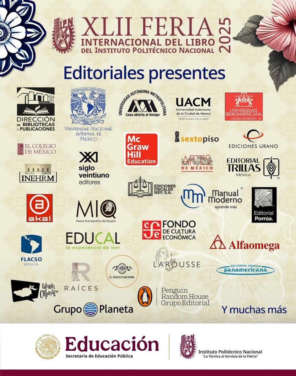 IPN-Bibliotecas y Publicaciones (@ipnlibros) on Twitter photo En la #FILIPN encontrarás a prestigiosas editoriales con grandes títulos #QueNoSeTePase.
<a href="/IPN_MX/">IPN</a>
<a href="/sse_ipn/">Secretaría de Servicios Educativos IPN</a>
<a href="/FlacsoMx/">FLACSO México</a> <a href="/FCEMexico/">Fondo de Cultura Económica</a> <a href="/AkalEditor/">EDICIONES AKAL</a> <a href="/sigloxximex/">Siglo XXI Editores</a> <a href="/INEHRM/">INEHRM</a> <a href="/edit_planeta/">Editorial Planeta</a> <a href="/EdSextoPiso/">Editorial Sexto Piso</a> <a href="/LibreriasEducal/">libreriaseducal</a> <a href="/Larousse_ESP/">Larousse Editorial</a> <a href="/trillasmx/">Editorial Trillas</a> <a href="/PlanetaLibrosMx/">Planeta de Libros México</a> En la #FILIPN encontrarás a prestigiosas editoriales con grandes títulos #QueNoSeTePase.
<a href="/IPN_MX/">IPN</a>
<a href="/sse_ipn/">Secretaría de Servicios Educativos IPN</a>
<a href="/FlacsoMx/">FLACSO México</a> <a href="/FCEMexico/">Fondo de Cultura Económica</a> <a href="/AkalEditor/">EDICIONES AKAL</a> <a href="/sigloxximex/">Siglo XXI Editores</a> <a href="/INEHRM/">INEHRM</a> <a href="/edit_planeta/">Editorial Planeta</a> <a href="/EdSextoPiso/">Editorial Sexto Piso</a> <a href="/LibreriasEducal/">libreriaseducal</a> <a href="/Larousse_ESP/">Larousse Editorial</a> <a href="/trillasmx/">Editorial Trillas</a> <a href="/PlanetaLibrosMx/">Planeta de Libros México</a>