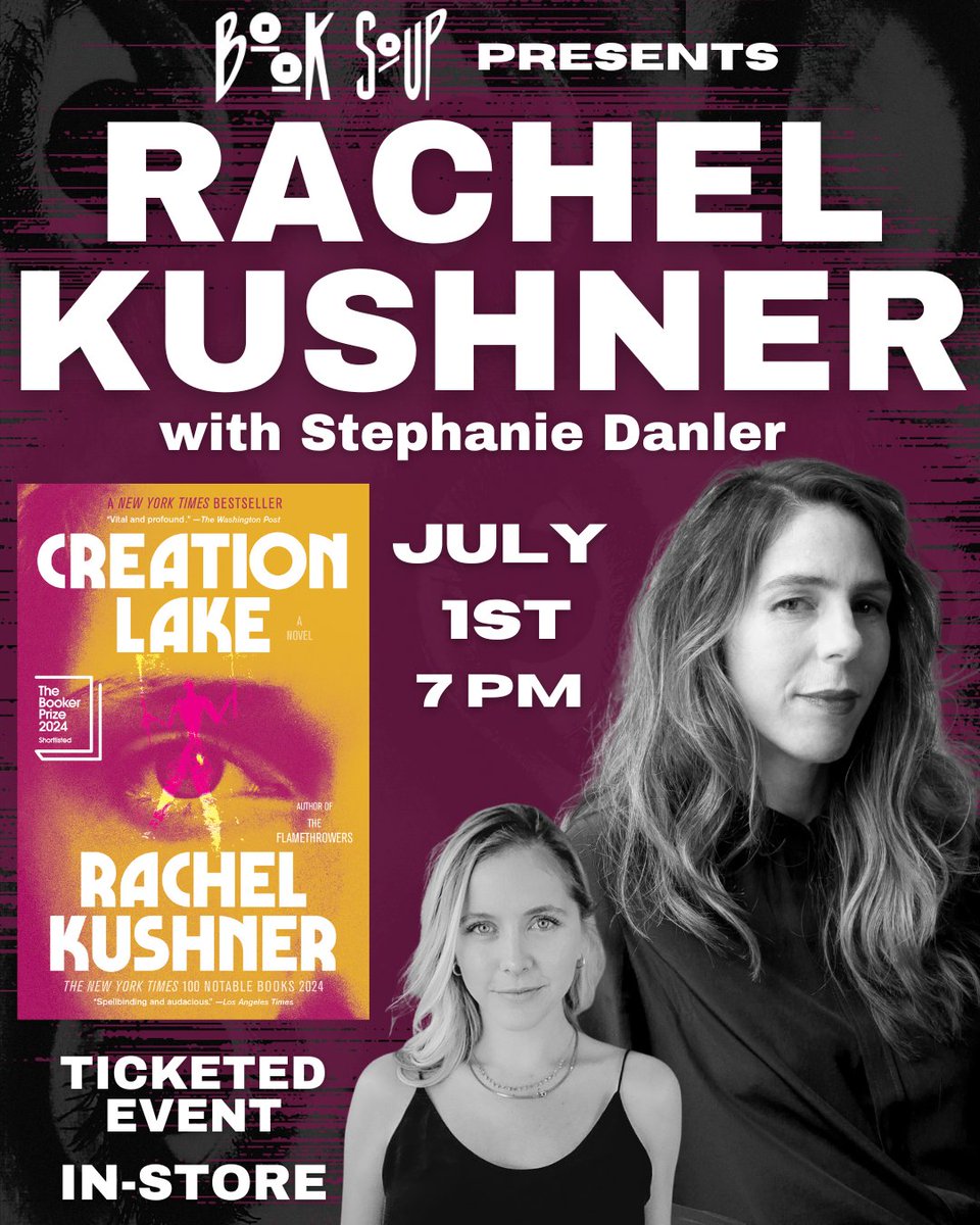 Don't miss Rachel Kushner discussing and signing her New York Times bestselling book, CREATION LAKE. #CreationLake #RachelKushner
Get your ticket here: bit.ly/3ZQnBrO