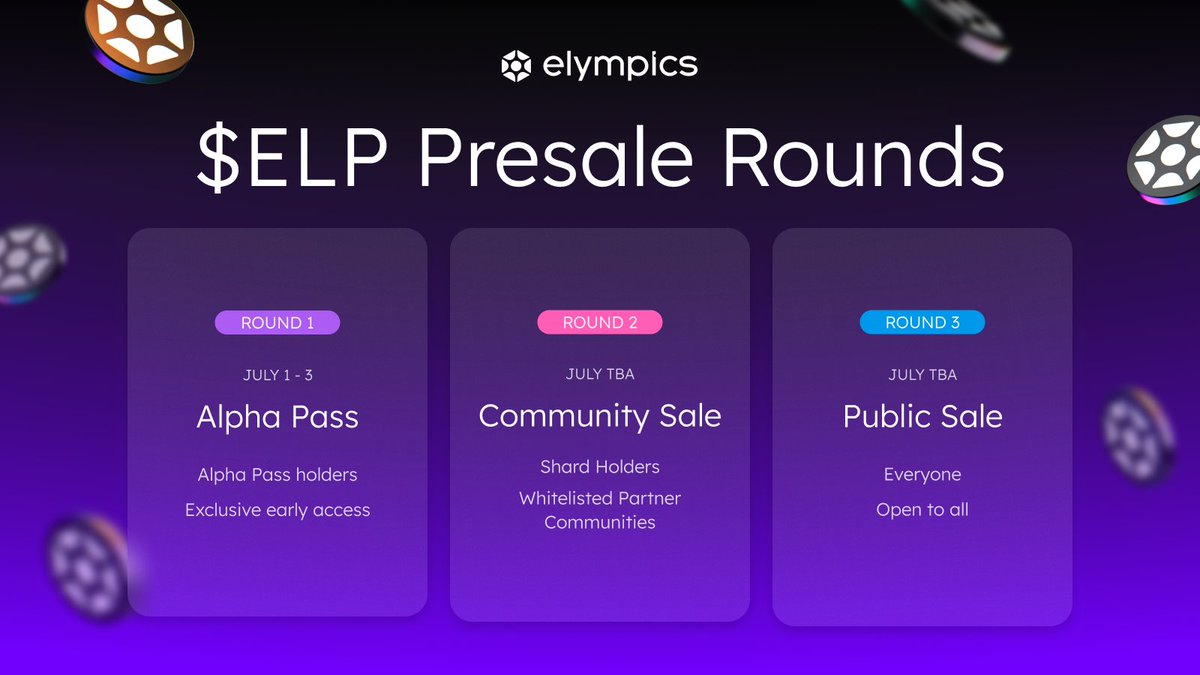 📣 The $ELP Presale is coming soon!

▫️ $ELP is at the center of every game powered by Elympics.
▫️ Every IP. Every Match. Every Competition.

This is your opportunity to get in early: 👇