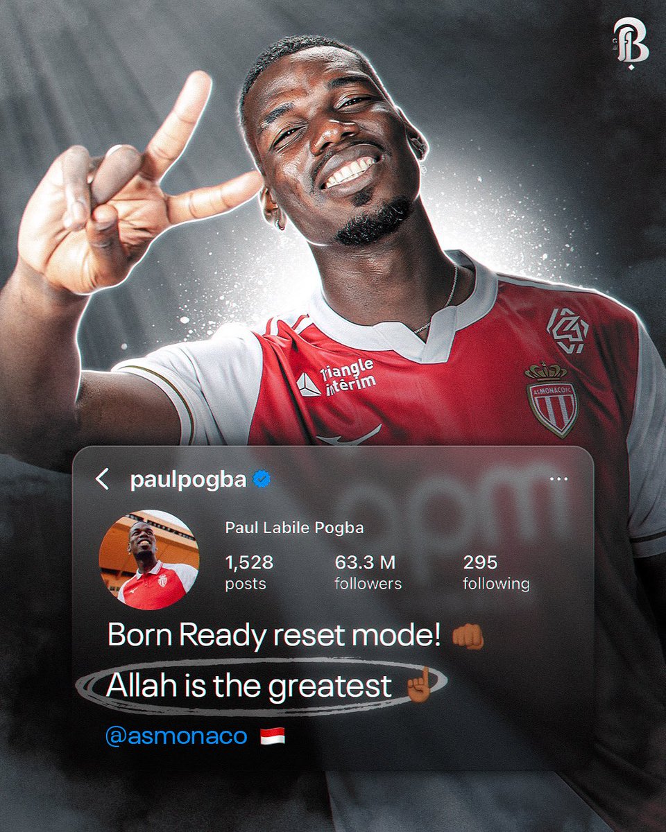 FaithfullBaller's tweet image. 🤲☝️Paul Pogba’s new updated Instagram bio after he has been confirmed as new AS Monaco player: “Allah is the Greatest.”