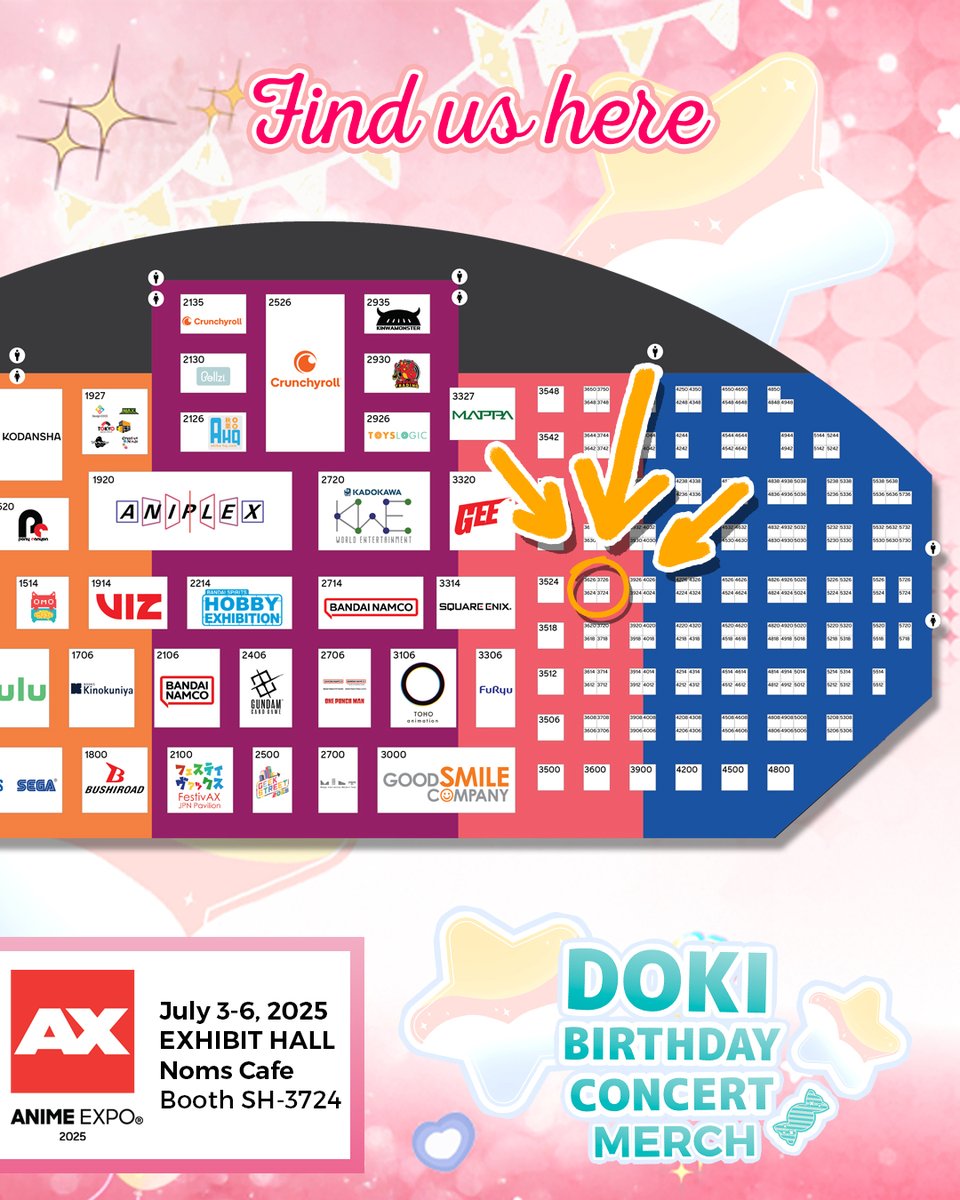 【ANIME EXPO BIRTHDAY CONCERT MERCH】
If you are going to Anime Expo, we will have a booth and meet and greets in Exhibit Hall SH-3724!! Just find the Square Enix booth or giant Doki Stand and you'll find us.
There will be online preorders but it will be announced later!