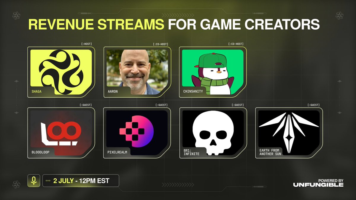 Shaga ☁️🎮 | World's First Twitch L2 (@playonshaga) on Twitter photo How are game creators actually making money in 2025? 💰
Join us July 2 to break down revenue streams beyond just "selling copies" - from battle passes to UGC marketplaces to brand partnerships.
🎙️: <a href="/aaron_shaga/">Aaron.Shaga</a>
Set your reminder! ⬇️ How are game creators actually making money in 2025? 💰
Join us July 2 to break down revenue streams beyond just "selling copies" - from battle passes to UGC marketplaces to brand partnerships.
🎙️: <a href="/aaron_shaga/">Aaron.Shaga</a>
Set your reminder! ⬇️