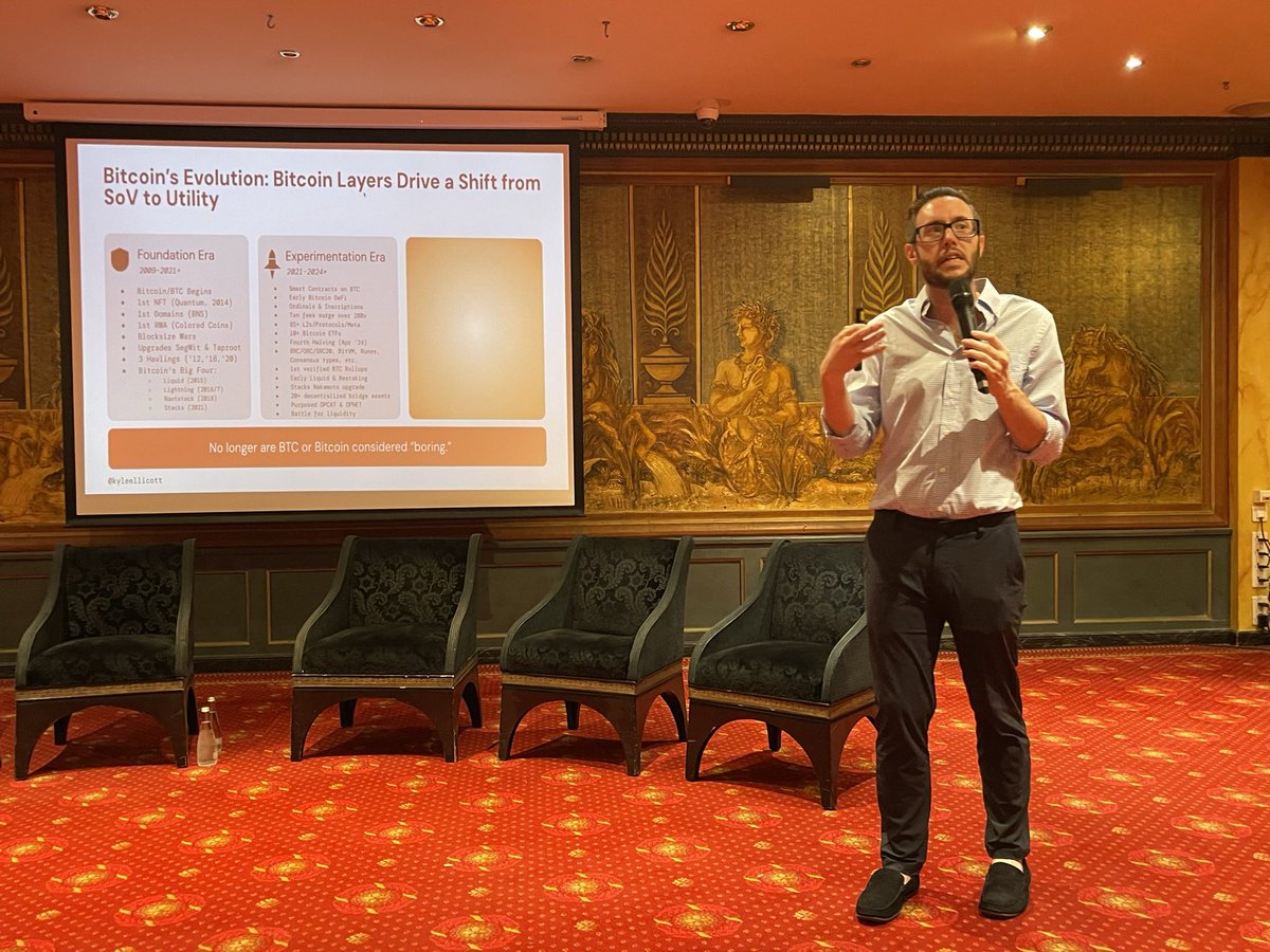 “Stacks offers Solana like experiences with speed but doesn’t sacrifice bitcoin finality and security”

Stacks Asia Foundation's Kyle Ellicott as the Real World Asset Summit.