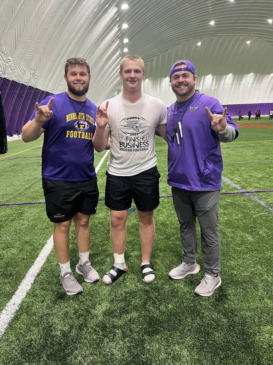 After a great camp and conversation with <a href="/CoachHartig/">Colby Hartig</a> and <a href="/CoachHevel50/">Graham Hevel</a>. I’m beyond blessed and excited to receive an offer from <a href="/MinnStFootball/">Minnesota State Football</a> 
<a href="/rjschutts/">Ryan Schutty</a> <a href="/jordenstuder/">Jorden Studer</a> <a href="/achs_jaguar/">ACHS Jaguar Football</a> <a href="/AdamBooth1085/">Adam Booth</a>