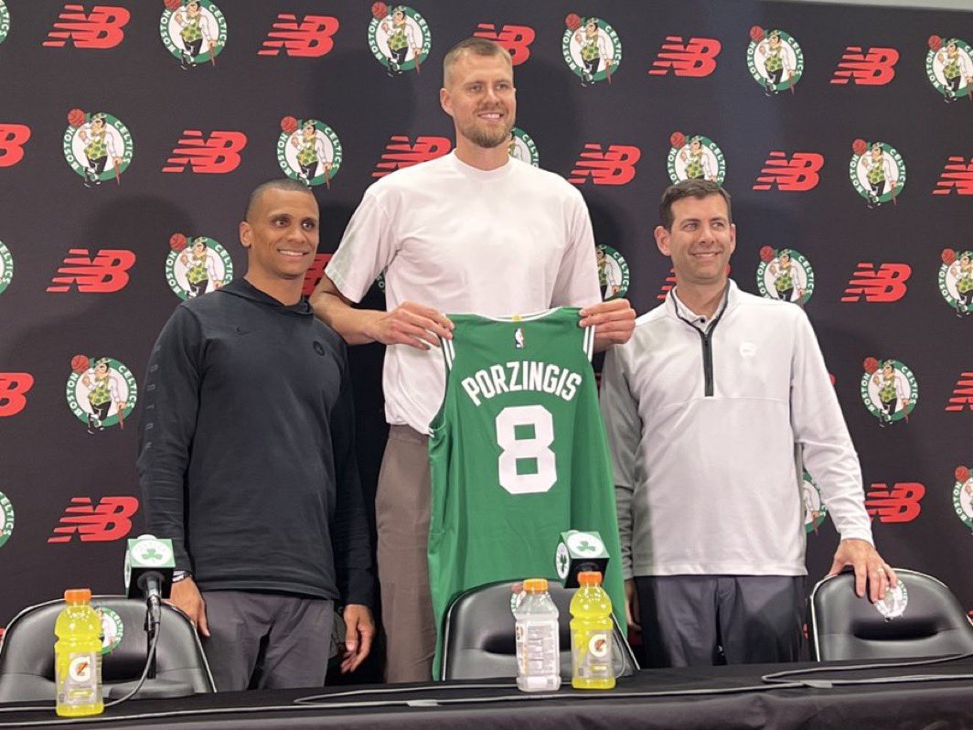 BOSFred7's tweet image. 732 Days Ago, Kristaps Porzingis was introduced as a Boston Celtic.
Forever a Celtics Champ.