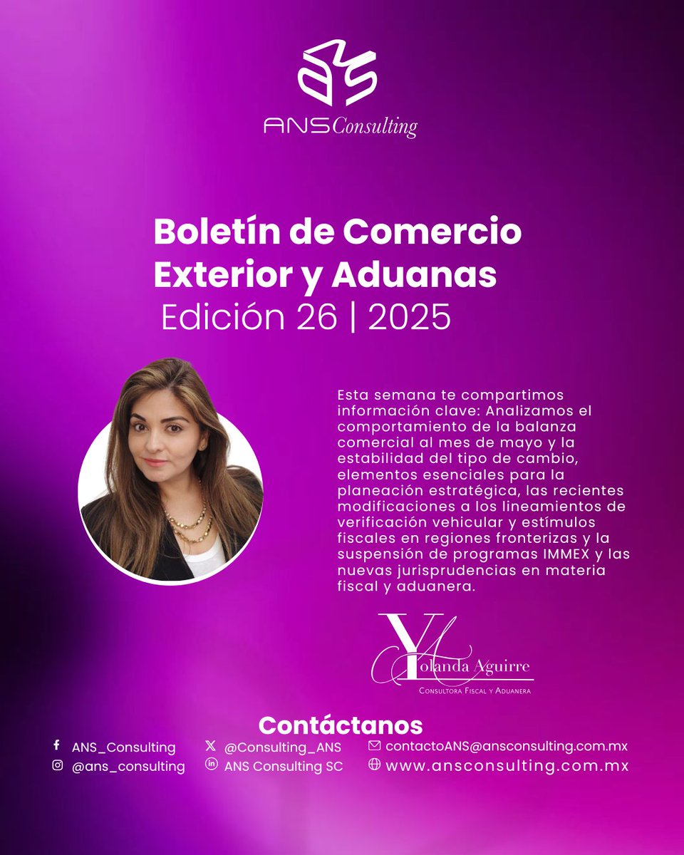 No te pierdas el nuevo boletín de ANS Consulting:

🧾 IMMEX
⚖️ Jurisprudencias fiscales
📊 Balanza comercial
💡 Y más…

Lee el análisis completo 👉 ansconsulting.com.mx/post/boletin-d…

#ComercioExterior #ConsultoríaFiscal #SAT #NoticiasDOF #ANSConsulting