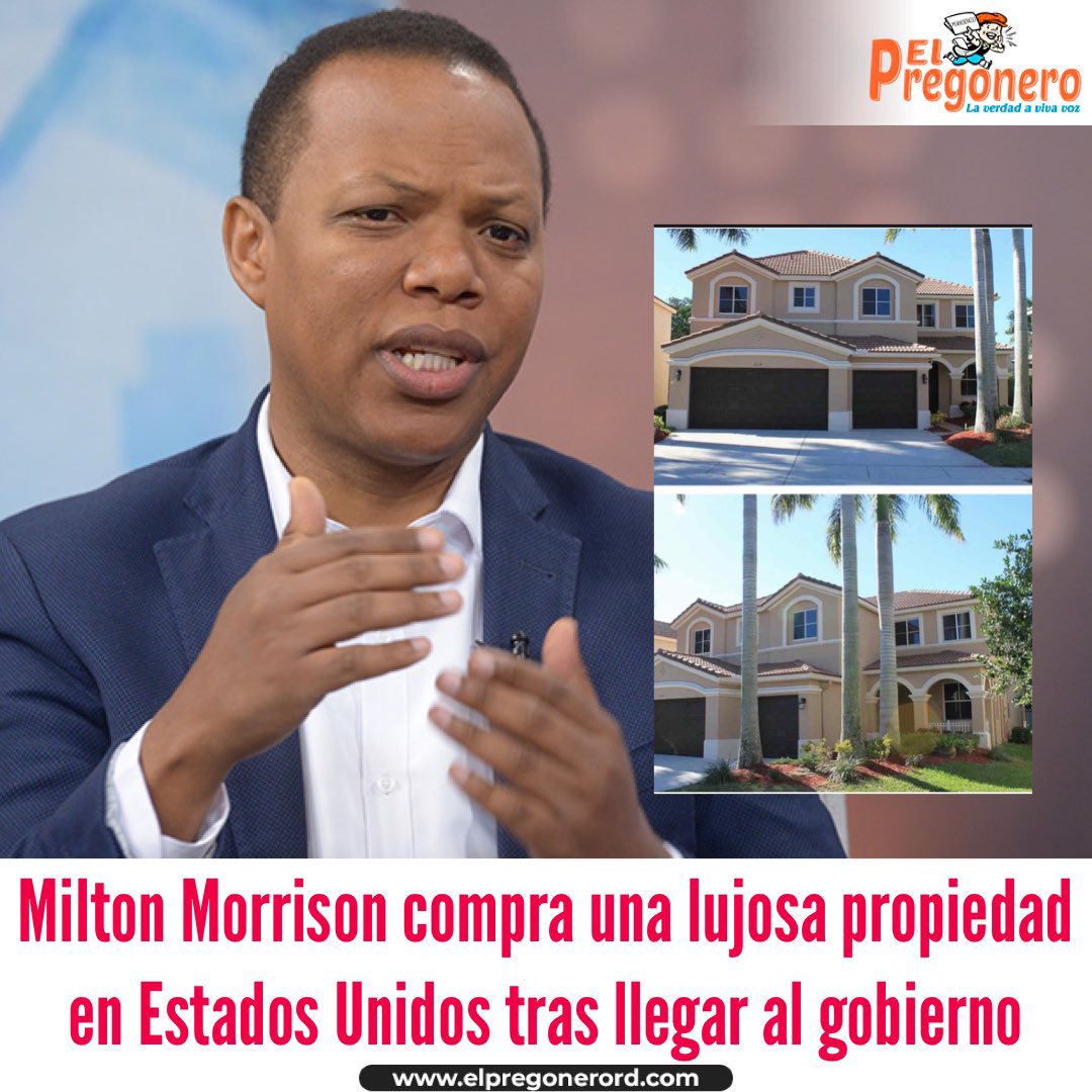 DaniloPaulinoR's tweet photo. Milton Morrison, ¿mansión en EE.UU. tras llegar al gobierno? ¡Explica YA el origen de esos fondos! Si es dinero público, destitución inmediata y que la justicia actúe. La transparencia es un deber, no una opción. ¡El pueblo exige respuestas! #CorrupciónCero #MiltonMorrison https://t.co/VbZaraBcw3