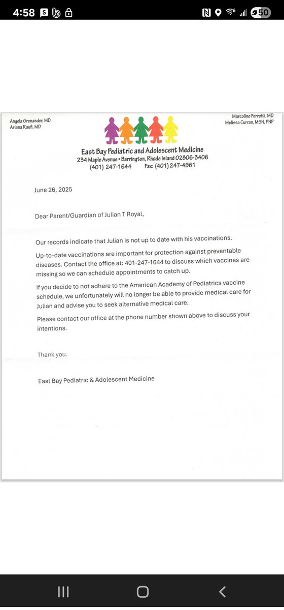 StephanieMRoyal's tweet photo. Pediatricians have become nothing more than bullies & drug dealers. I dont want to give my healthy, fit 11 yearly old son anymore vaccines, so we are getting dumped.  We pose a threat to their bonus structure. They'd gladly cut his penis off, though. @SecKennedy @CaseyMeansMD @DrAseemMalhotra @P_McCulloughMD @RWMaloneMD @GVDBossche
