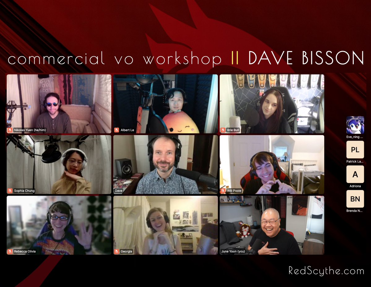 Red Scythe Studio (@redscythestudio) on Twitter photo Happens every time. Voice actors realize and understand what their own voice sounds like, what their experience feels like, when speaking in authenticity.
<a href="/davebisson/">Dave 🐝☀️ (Bisson)</a> is wonderfully effective in drawing that out from the actors he works with. What a session. Thank you Dave! 🙏 Happens every time. Voice actors realize and understand what their own voice sounds like, what their experience feels like, when speaking in authenticity.
<a href="/davebisson/">Dave 🐝☀️ (Bisson)</a> is wonderfully effective in drawing that out from the actors he works with. What a session. Thank you Dave! 🙏