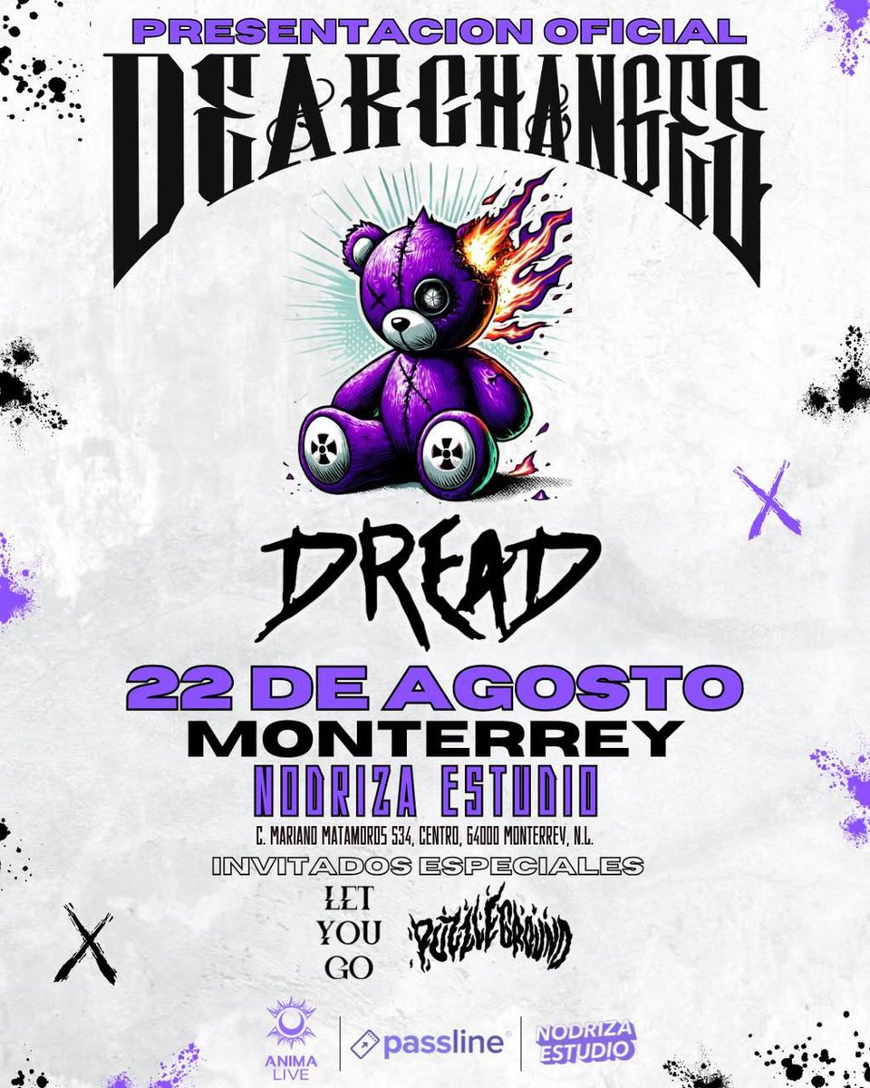 Setlist.me (@setlist_me) on Twitter photo #NuevoShow
Dread llega a Nodriza Estudio <a href="/NodrizaEstudio/">Nodriza Estudio</a> en Monterrey este 22 de Agosto.
Boletos a la venta a través de Passline.
Presentado por: Anima Live #NuevoShow
Dread llega a Nodriza Estudio <a href="/NodrizaEstudio/">Nodriza Estudio</a> en Monterrey este 22 de Agosto.
Boletos a la venta a través de Passline.
Presentado por: Anima Live
