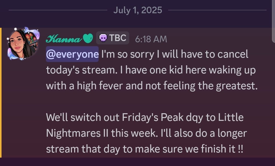 I'm sorry to cancel today's stream