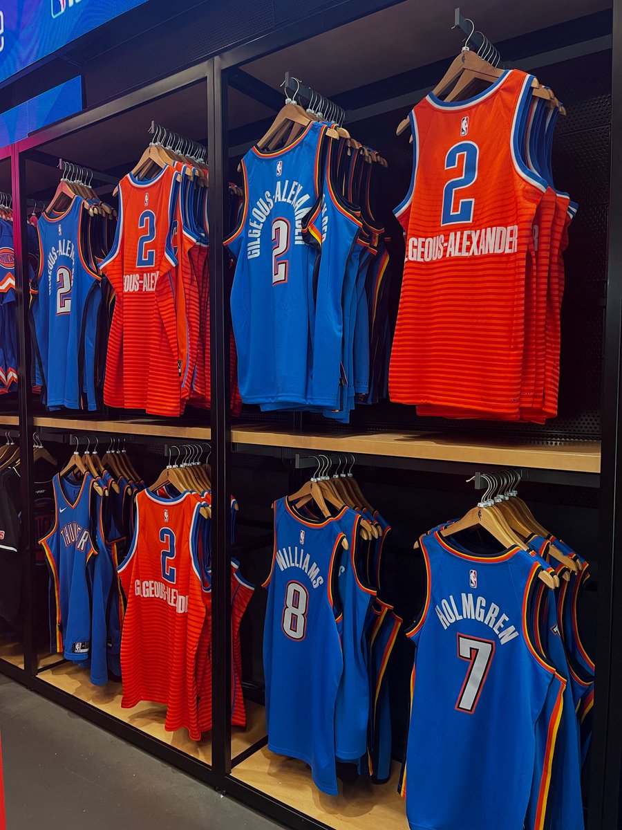 NBASTORE's tweet image. Still on our mind 💭 One week since @okcthunder made history!
Celebrate the champs with official jerseys at the NBA Store 🏆