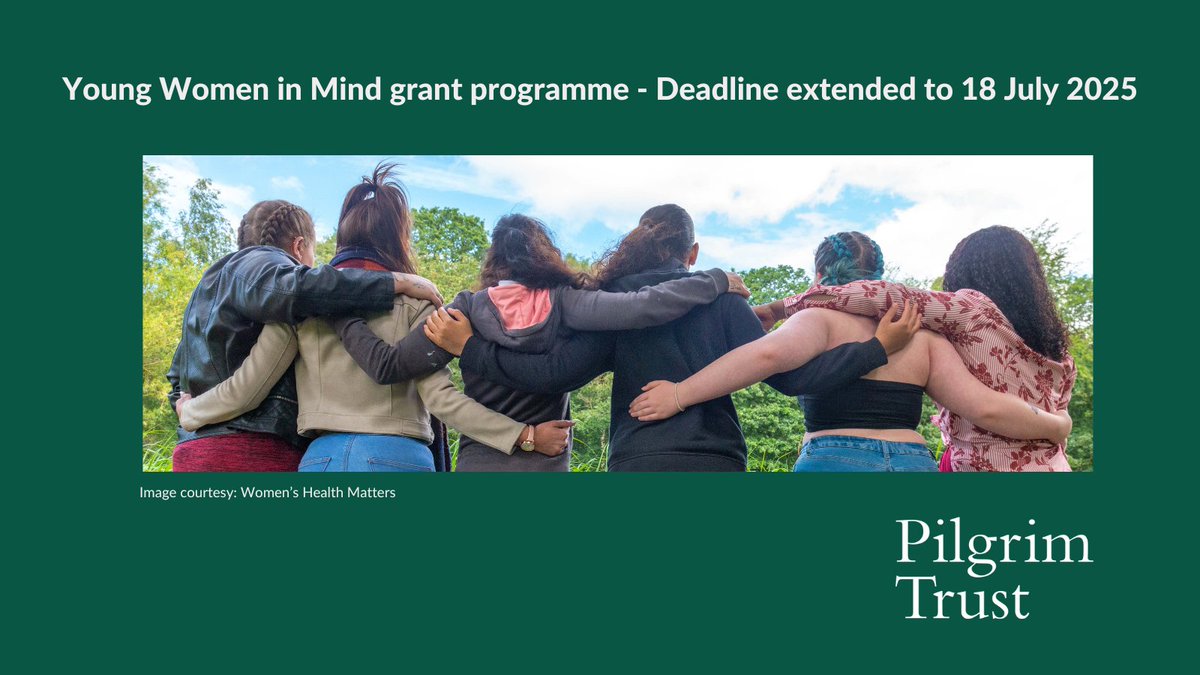 Are you working to help improve the mental health of young women aged 16-25 in the UK? Are you based in North East England or Yorkshire and the Humber?  Find out more about this funding opportunity: thepilgrimtrust.org.uk/young-womens-m…