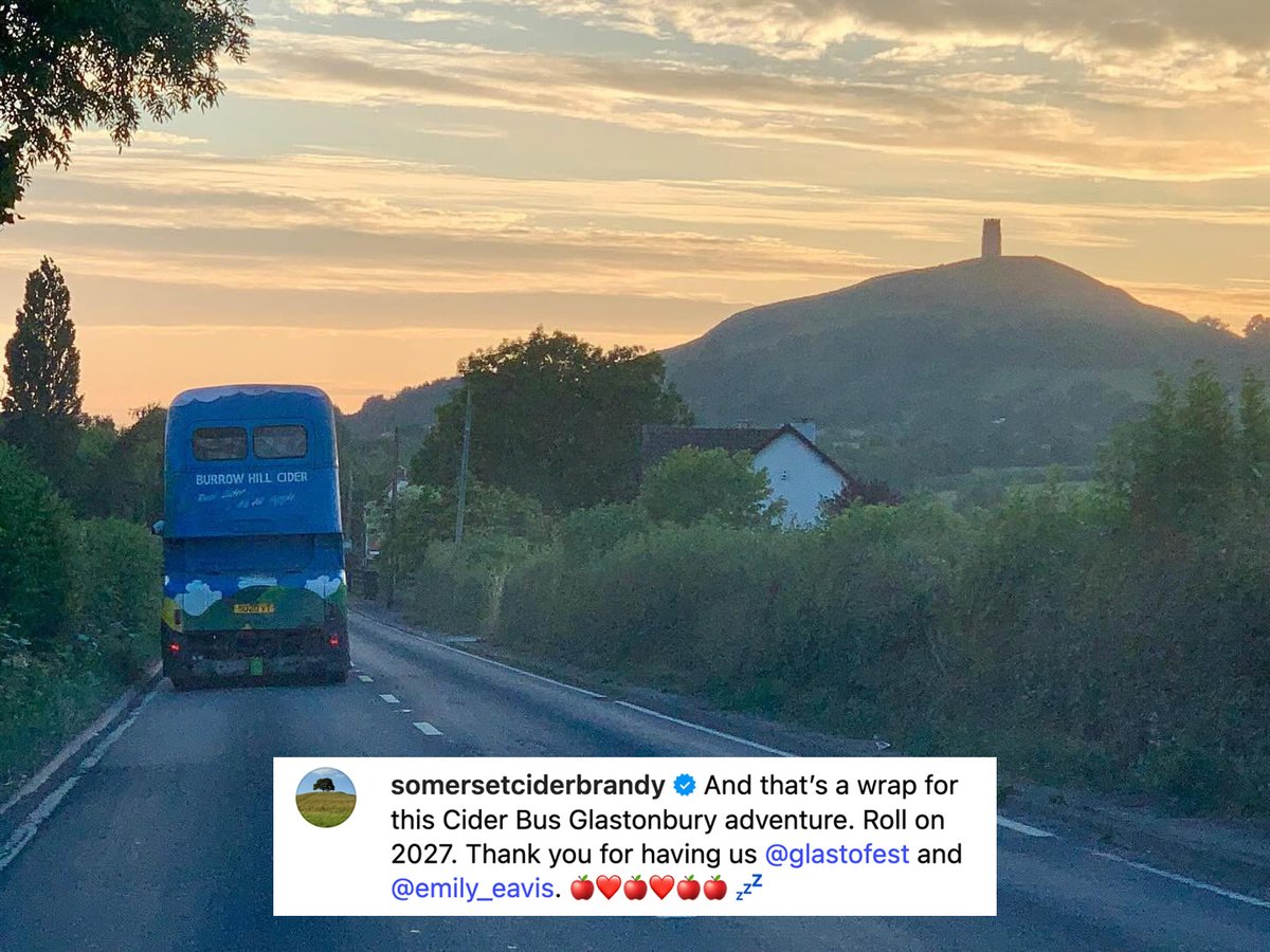 The Cider Bus bids farewell to Worthy Farm for now — hearts full, barrels empty... 🍎🚌

#Glastonbury2025 💖