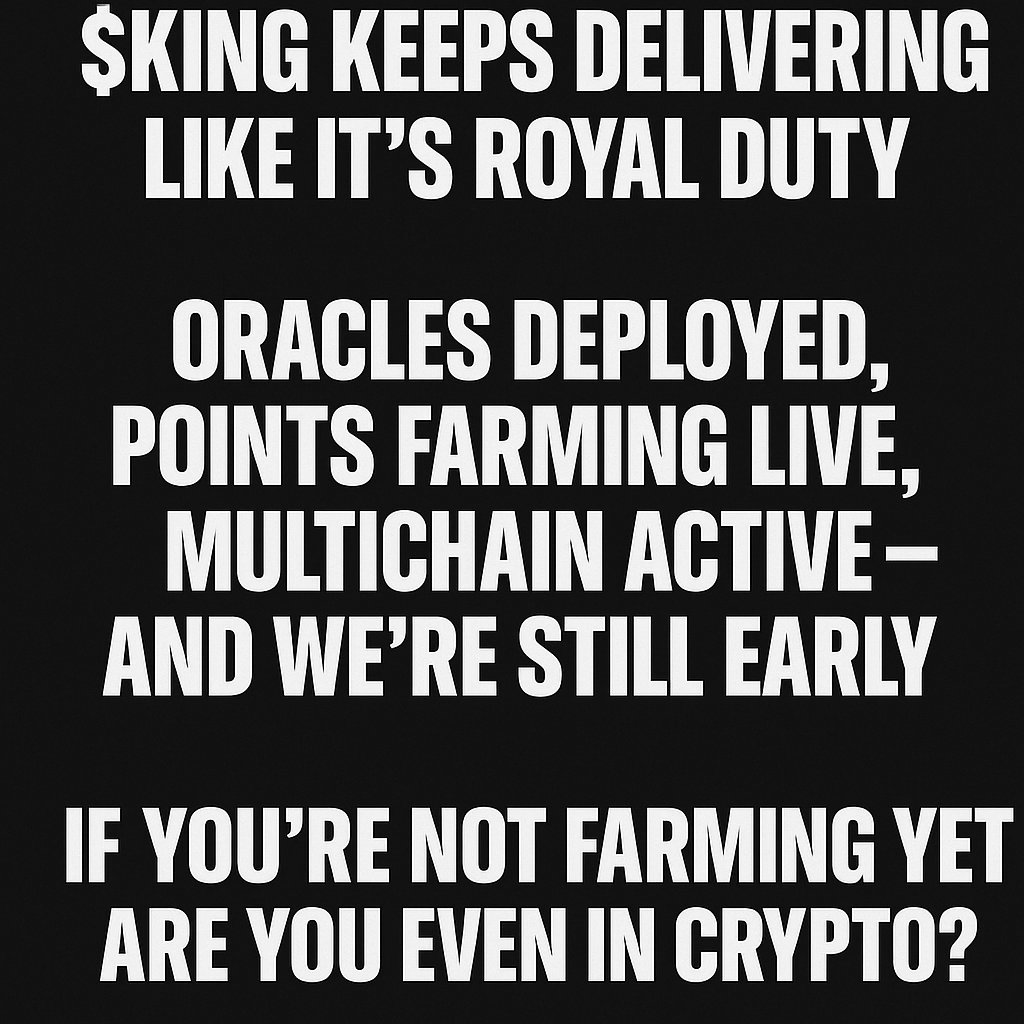 Crypto777G's tweet photo. When you realize farming $KING might actually be your ticket to a new life 👑🚀Not just a meme — it's a strategy.
Don’t sleep on @thekingprotocol.#Crypto #DeFi #KingProtocol #AirdropHunting #FarmingSeason #Web3Запитати ChatGPT https://t.co/0qM2DlxTFx