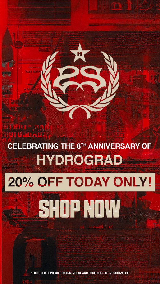 Our sixth album Hydrograd turns 8 today! Celebrate with 20% OFF the CD and Hydrograd tee — today only:

bit.ly/Hydrograd-20OFF
