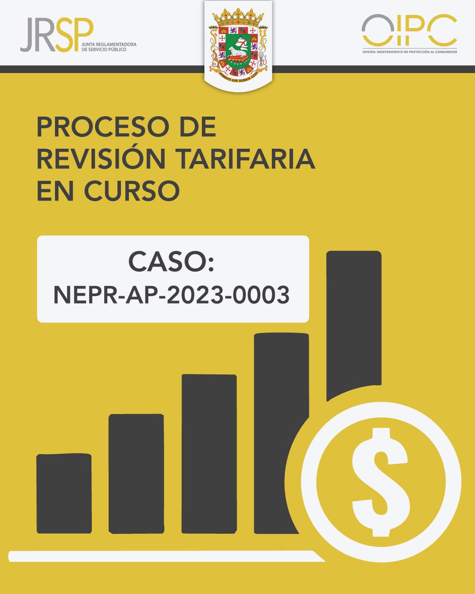 El Negociado de Energía ya inició el proceso de revisión tarifaria de la Autoridad de Energía Eléctrica bajo el número de caso NEPR-AP-2023-0003/Puerto Rico Electric Power Authority Rate Review. #OIPCTeOrienta