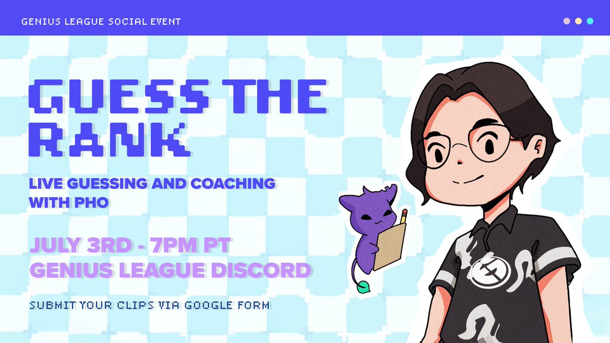 Grab your best moments and get live feedback from EG’s Assistant Coach Pho. Submit your VALORANT clips for a chance to be featured during the session!

📅 July 3 @ 7PM PT
📍 GL Discord
📝 Submit your clips in the Google Form !

forms.gle/CEiwLAp5MkdhLW…