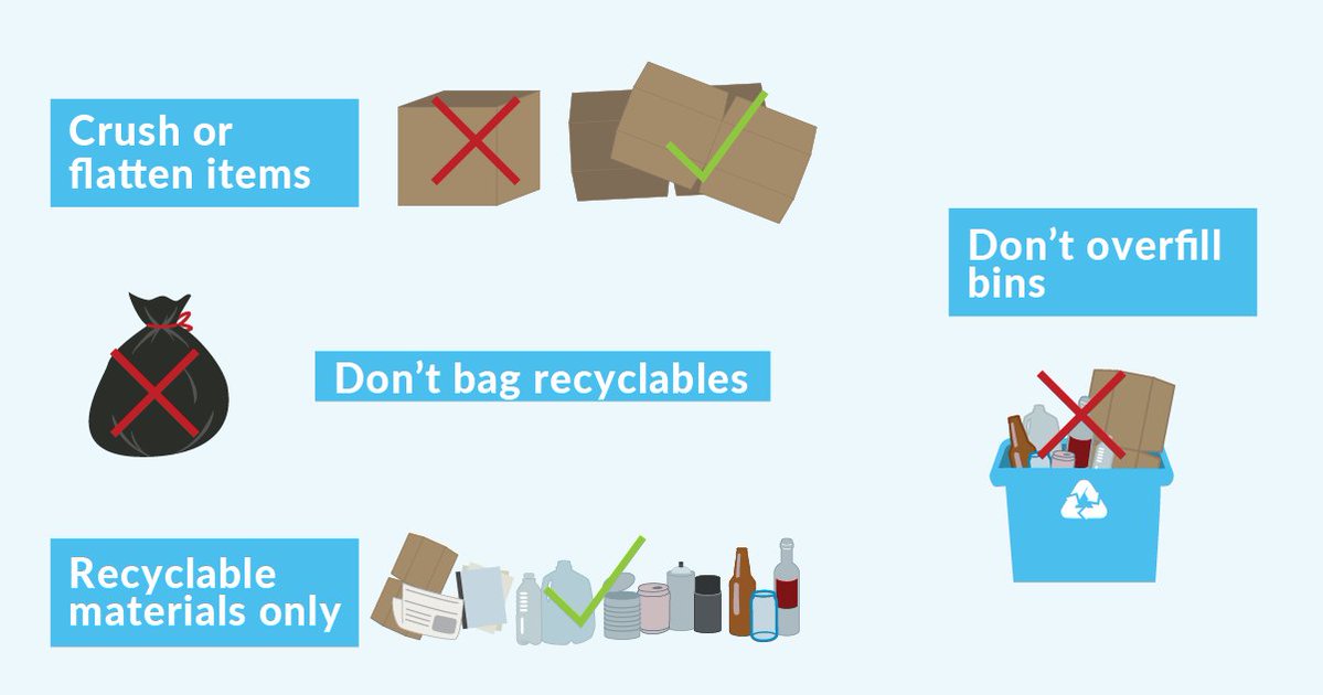 Don’t overfill your bins! Make sure to crush or flatten items, don’t bag recyclables, and only put recyclable materials in your blue bin.  See more guidelines in the 2025–2026 Service Guide, available online now at cityofsacramento.gov/public-works/r….