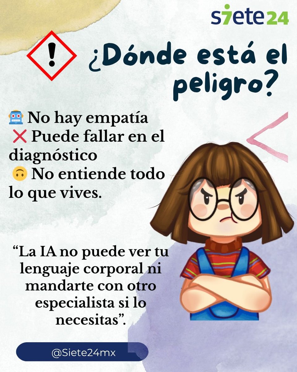 Siete24M's tweet photo. #Amix, cuidado con confiarle todo a la #IA 🫠
Sí, la inteligencia artificial suena cool, pero no puede entender tu ansiedad como tu terapeuta sí lo haría.
🤖 ≠ 💛
-
#ChatGPT #Gemini #Replika #IG #Terapia #amigas #diario https://t.co/3qnz7CJ4lG