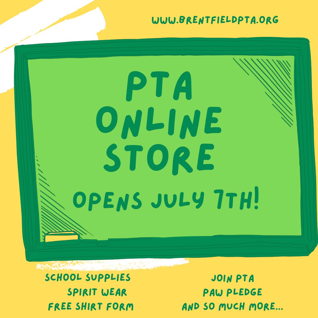 Brentfield Elementary PTA (@brentfieldpta) on Twitter photo Hey Bobcats! Mark your calendars- the online store opens July 7th!
brentfieldpta.org Hey Bobcats! Mark your calendars- the online store opens July 7th!
brentfieldpta.org